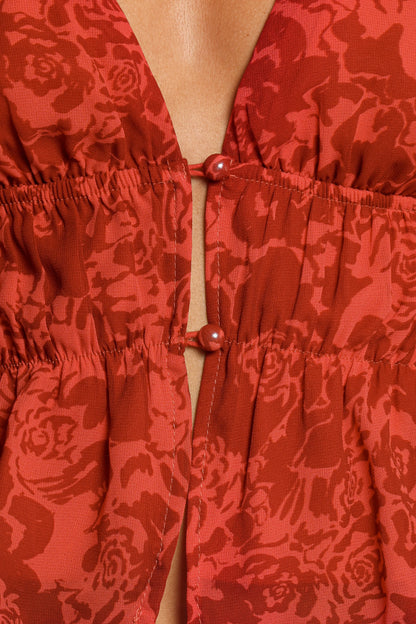 Monica Long Sleeve Top Red Roses