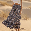 Blue Floral Boho Maxi Skirt