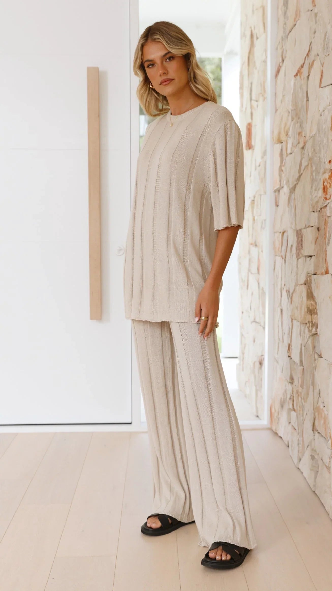Bayu Knit Pants Cream