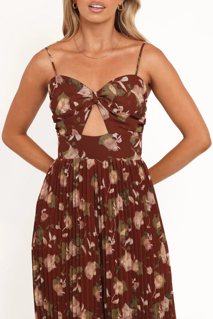 Alice Wide Leg Jumpsuit Brown Floral