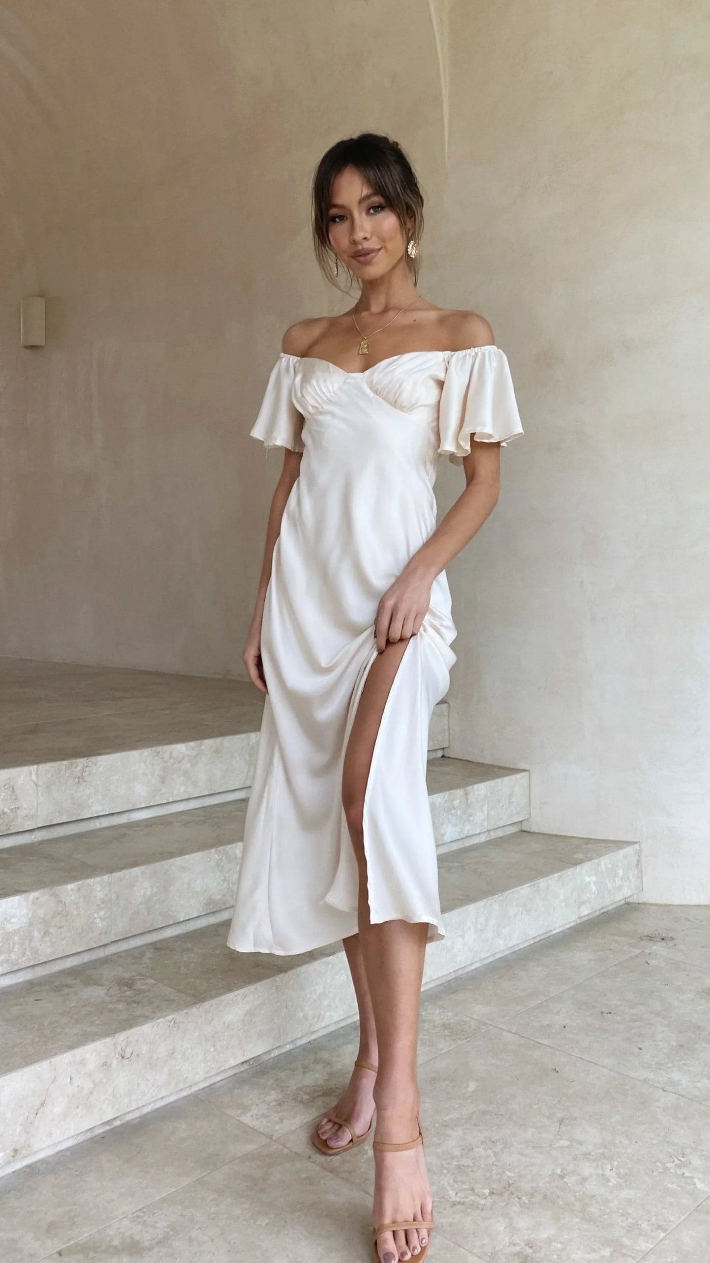 Louisa Midi Dress Ivory