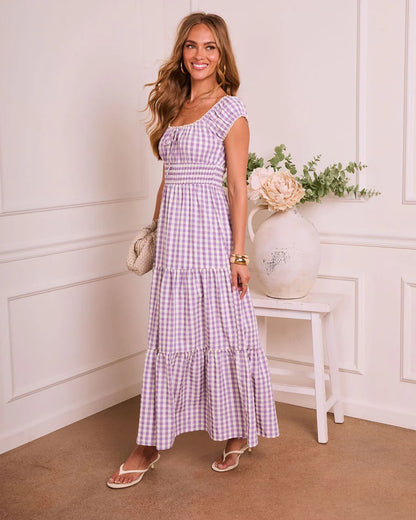 Willowy Meadow Gingham Maxi Dress
