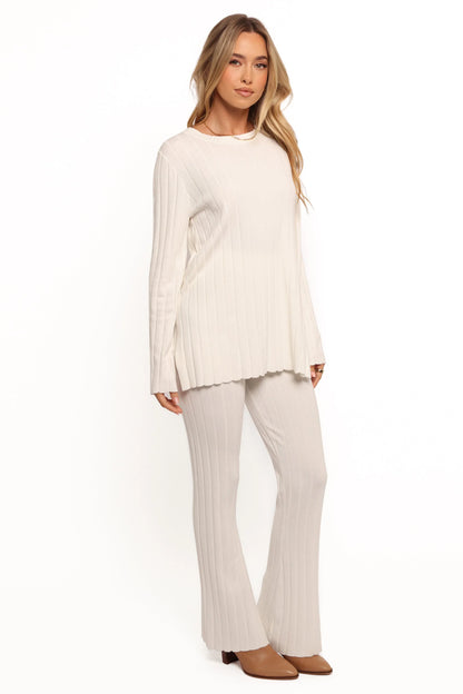 Silvie Long Sleeve Knitted Set Cream