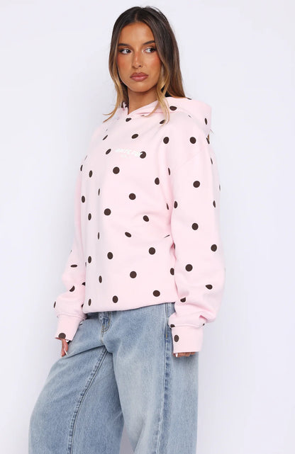 Offstage Printed Oversized Hoodie Posy Polka Dot