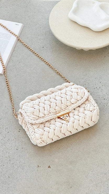 Annabel Chunky Plaited Handbag Light Cream