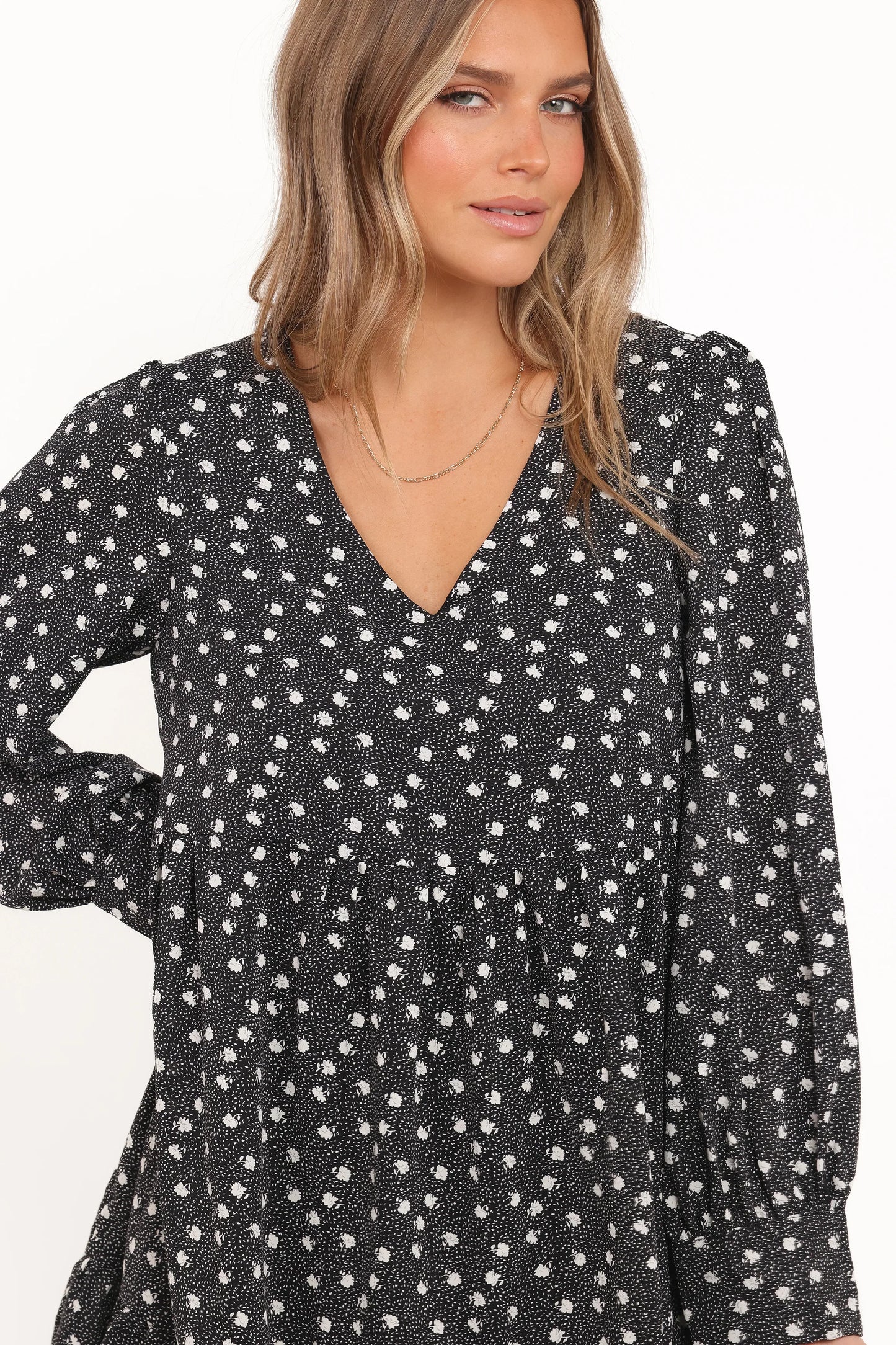 Frankie Long Sleeve Mini Dress Black Floral