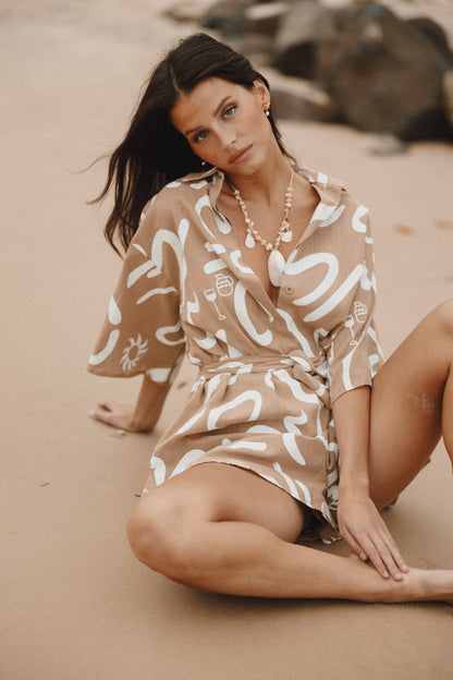 Kellie Romper Tan