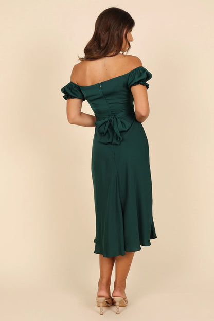 Mickenna Sweetheart Frill Midi Dress Emerald