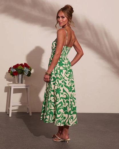 Coastal Heirloom Cotton Abstract Print Midi Dress
