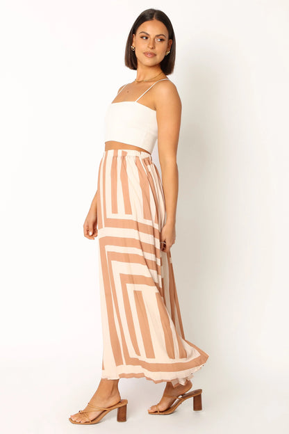 Elke Pleat Midi Skirt Tan