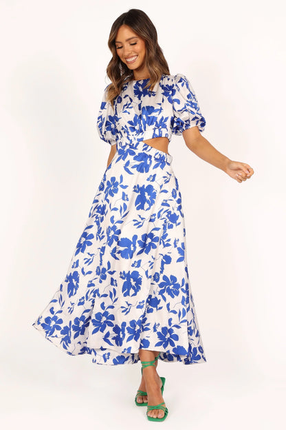 Aminah Puff Sleeve Dress Blue Floral