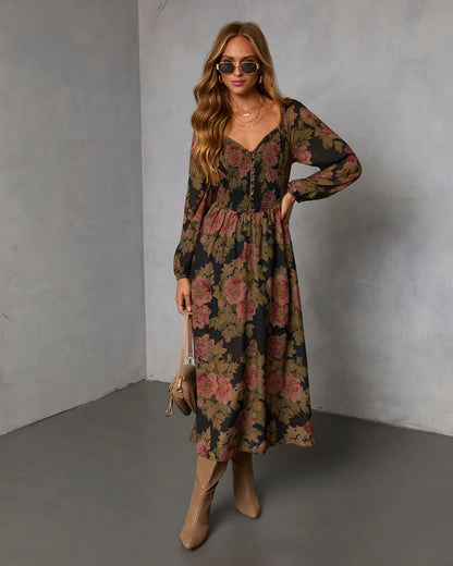 Mekia Printed Smocked Maxi Dress