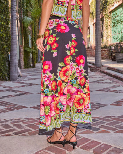Petal Coast Floral Print Maxi Skirt