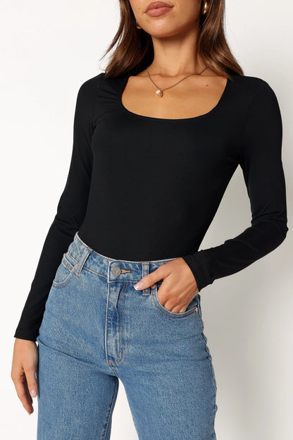 Pia Long Sleeve Bodysuit Black