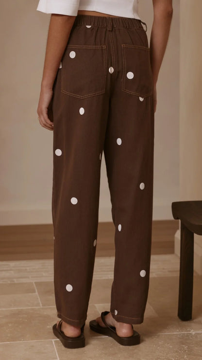 Cleora Barrel Jeans Chocolate Polka