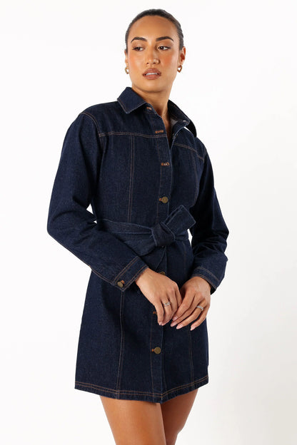 Natala Long Sleeve Mini Dress Denim