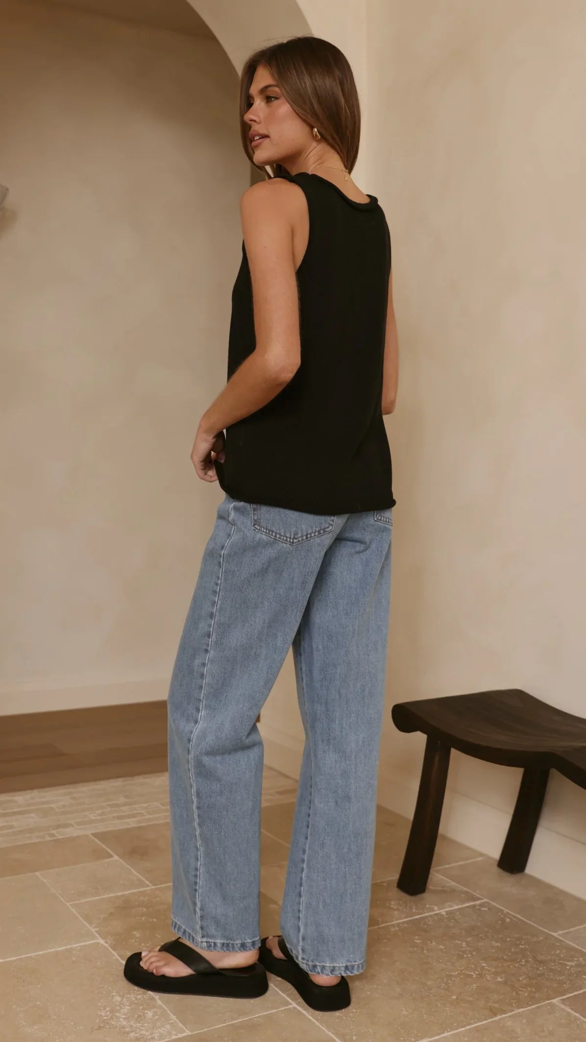 Annie Scoop Neck Tank Black