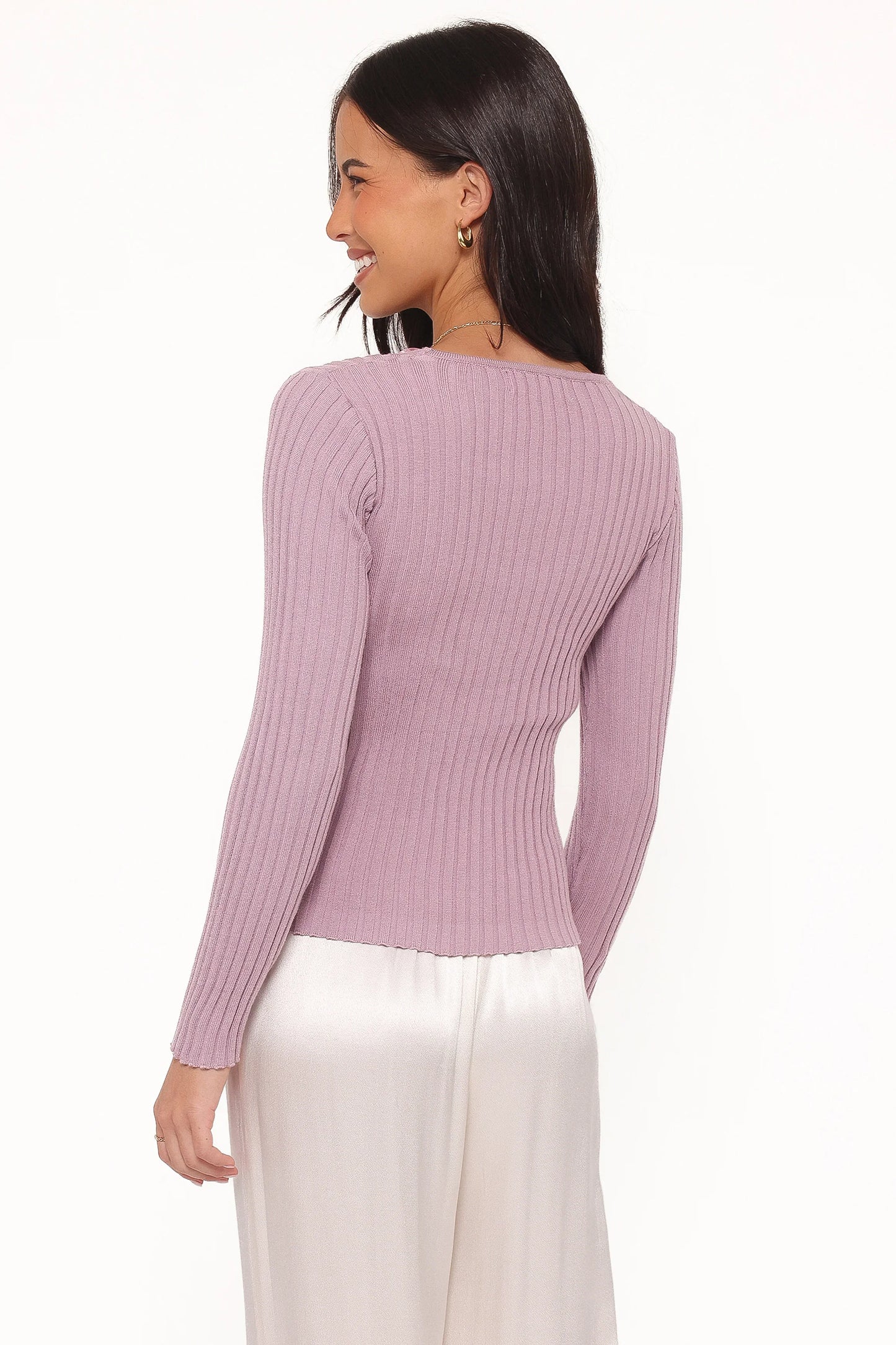 Demi Twist Detail Knit Top Lavender