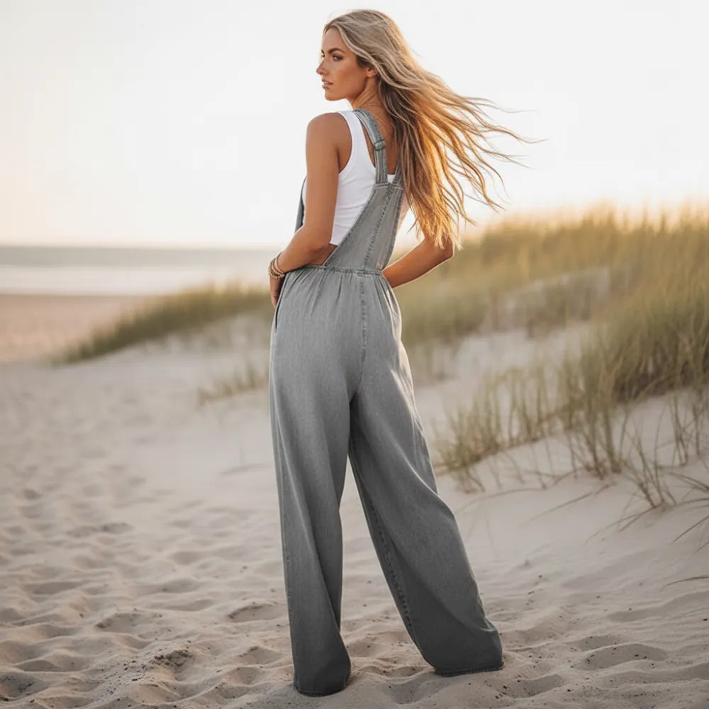 Vintage Boho Denim Wide Leg Overalls