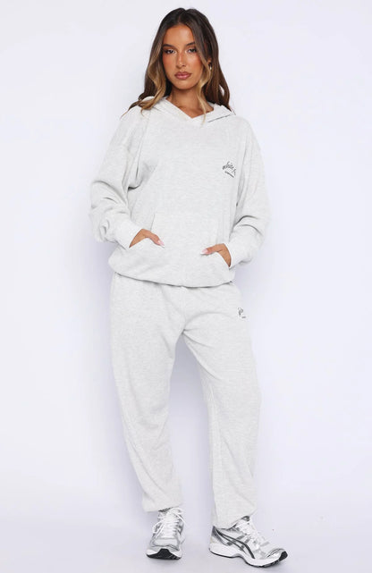 Moving Out Waffle Oversized Hoodie Light Grey Marle