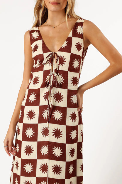 Carson Midi Dress Brown Cream