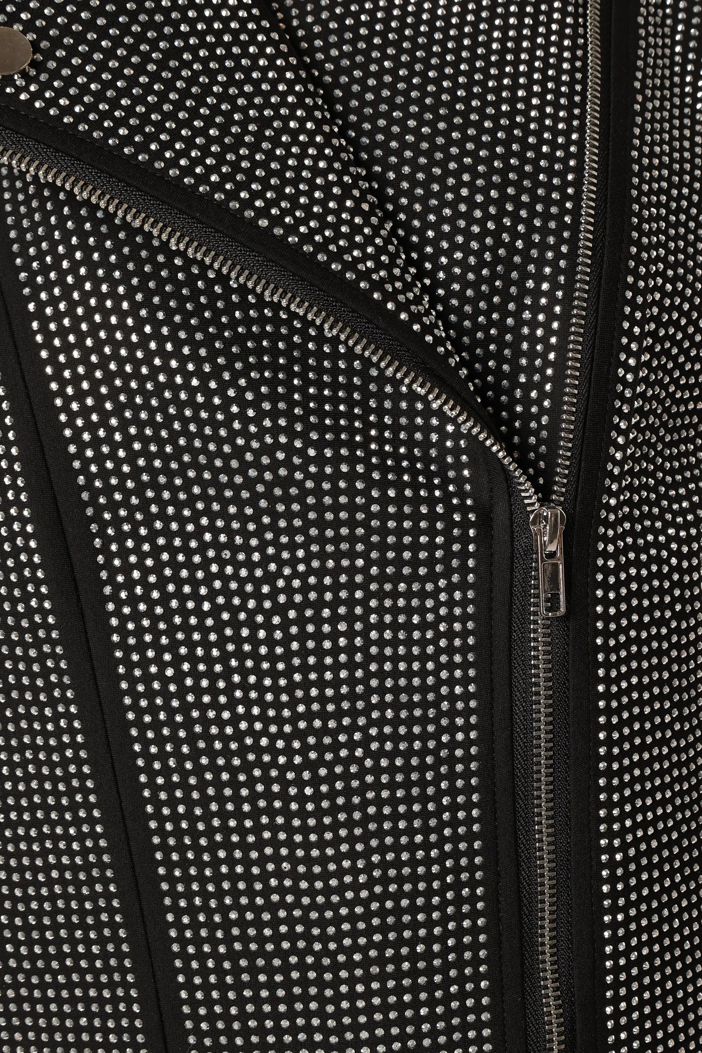 Elaina Crystal Studded Moto Jacket Black