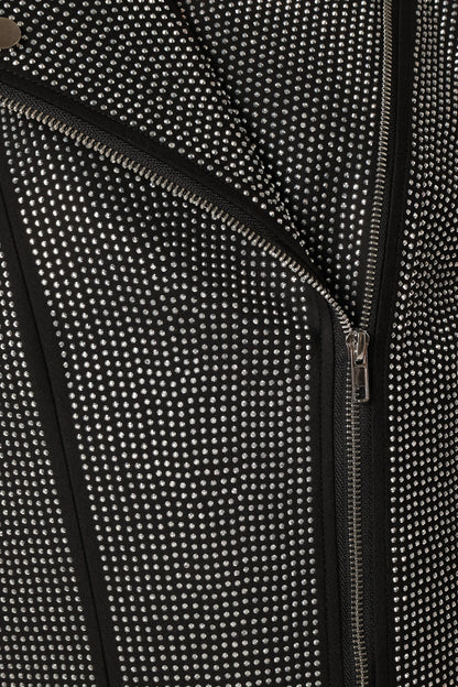 Elaina Crystal Studded Moto Jacket Black