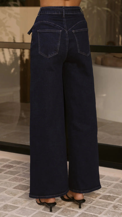 Nyra Wide Leg Jeans Indigo