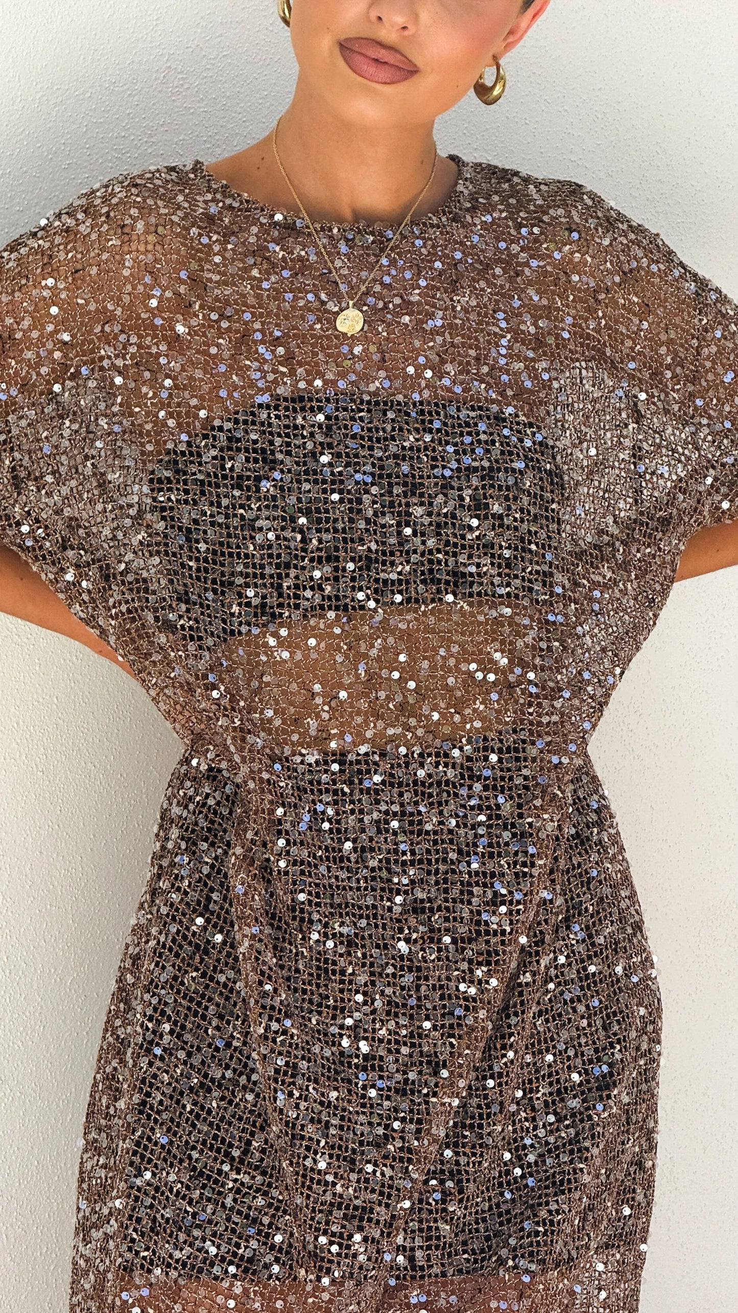 Zinnia Sequins Maxi Dress Mocha