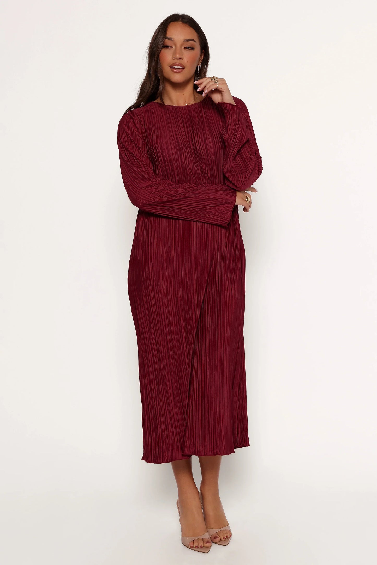 Tannikah Plisse Midi Dress Ruby Wine
