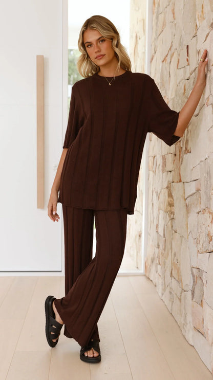 Bayu Knit Pants Brown