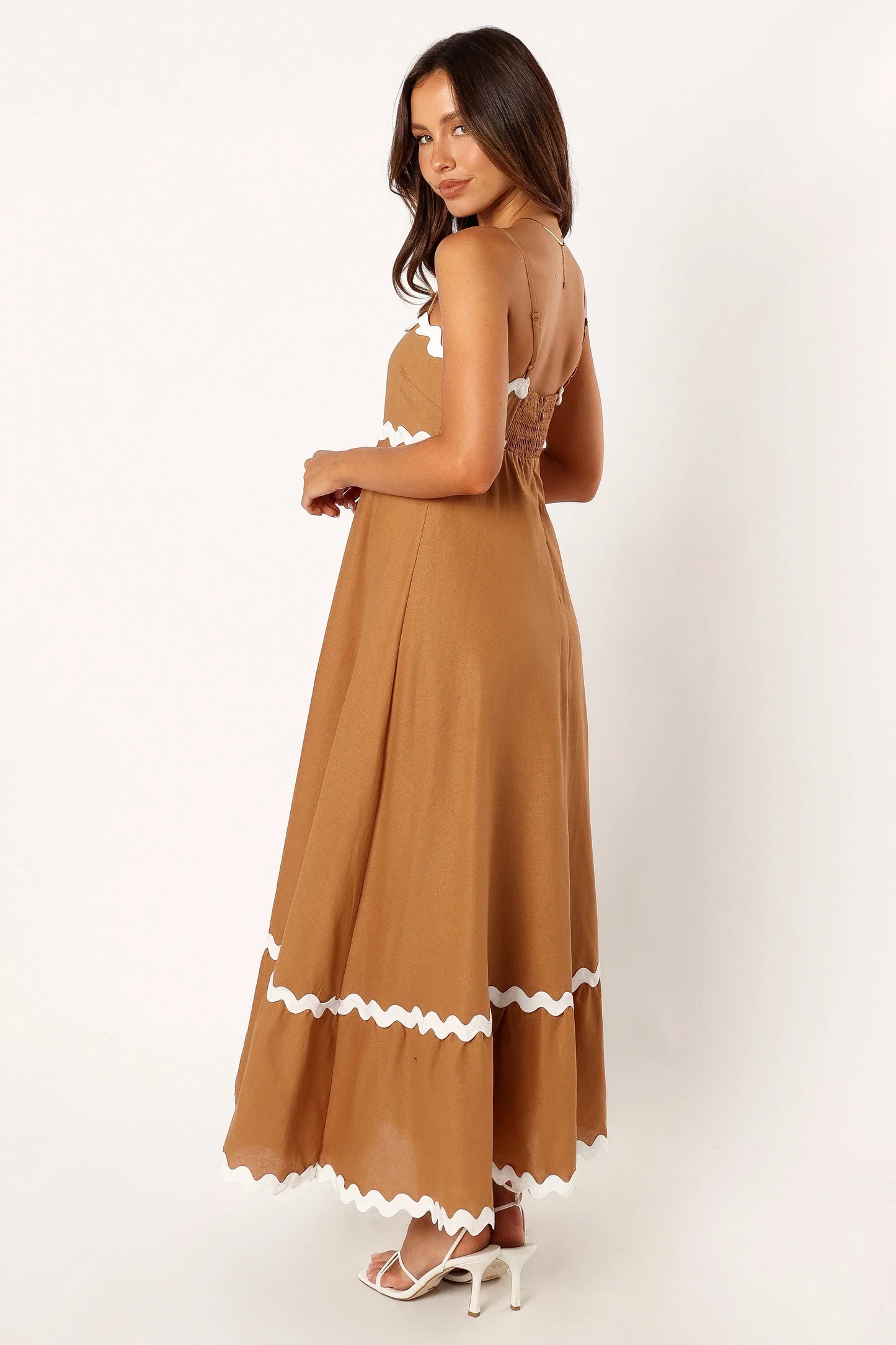 Yana Maxi Dress Tan White