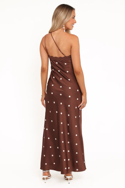 Anika Maxi Dress Brown Polka Dot