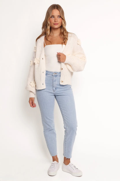 Harlee Flower Cardigan White