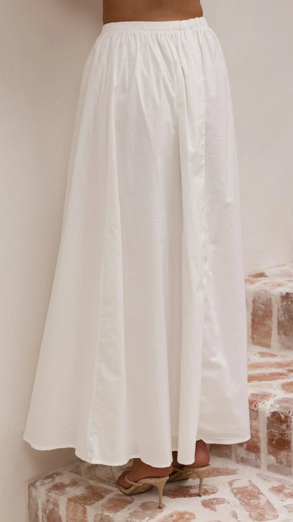 Makala Strapless Top and Maxi Skirt Set White