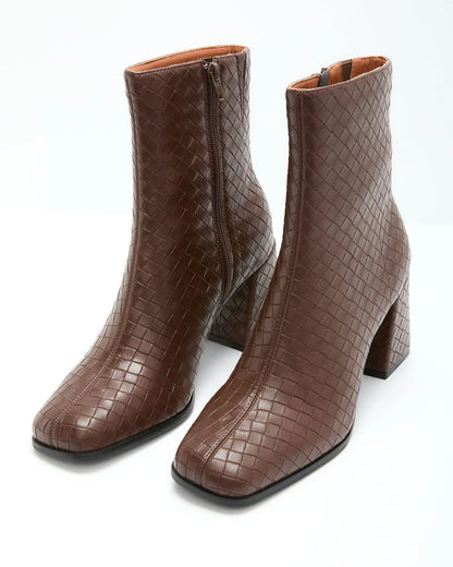 Chanie Woven Vegan Leather Booties
