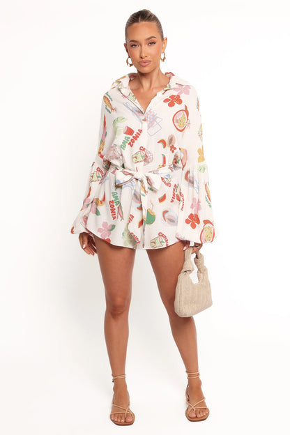Jillia Long Sleeve Romper Alfresco