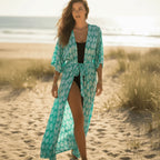Long Floral Beach Kimono Swimsuit Cover Up
