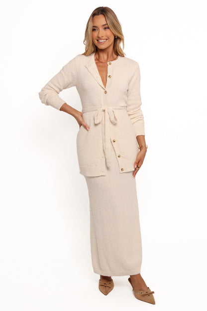 Rowee Boucle Knit Midi Skirt White