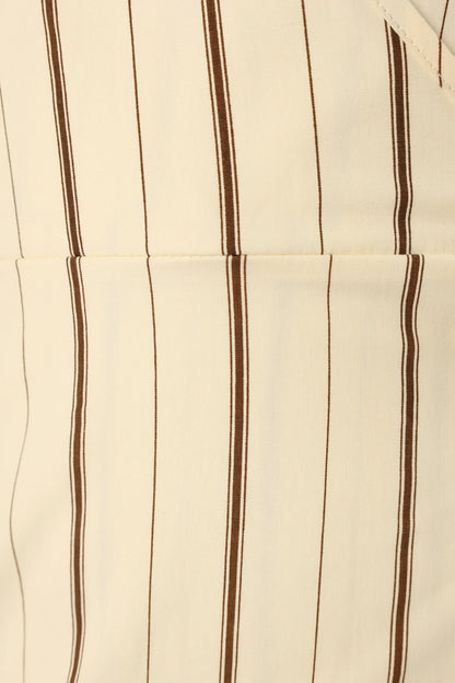 Abigail Wrap Midi Dress Beige Stripe