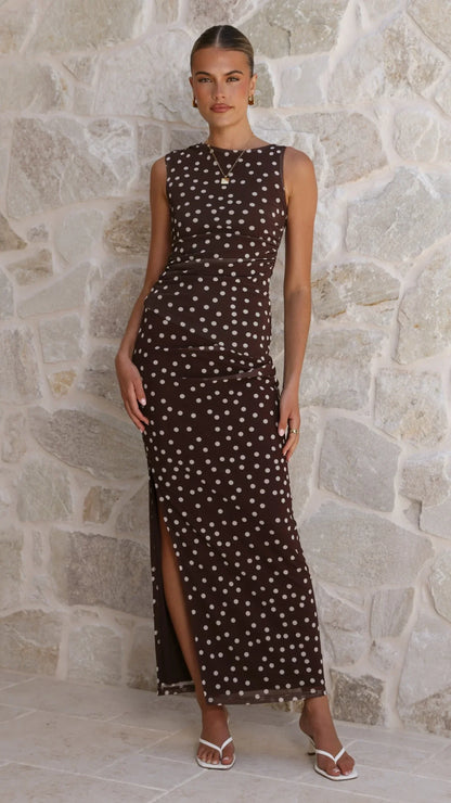 Leighton Top Chocolate White Polka Dot