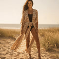 Long Floral Beach Kimono Swimsuit Cover Up