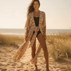 Long Floral Beach Kimono Swimsuit Cover Up