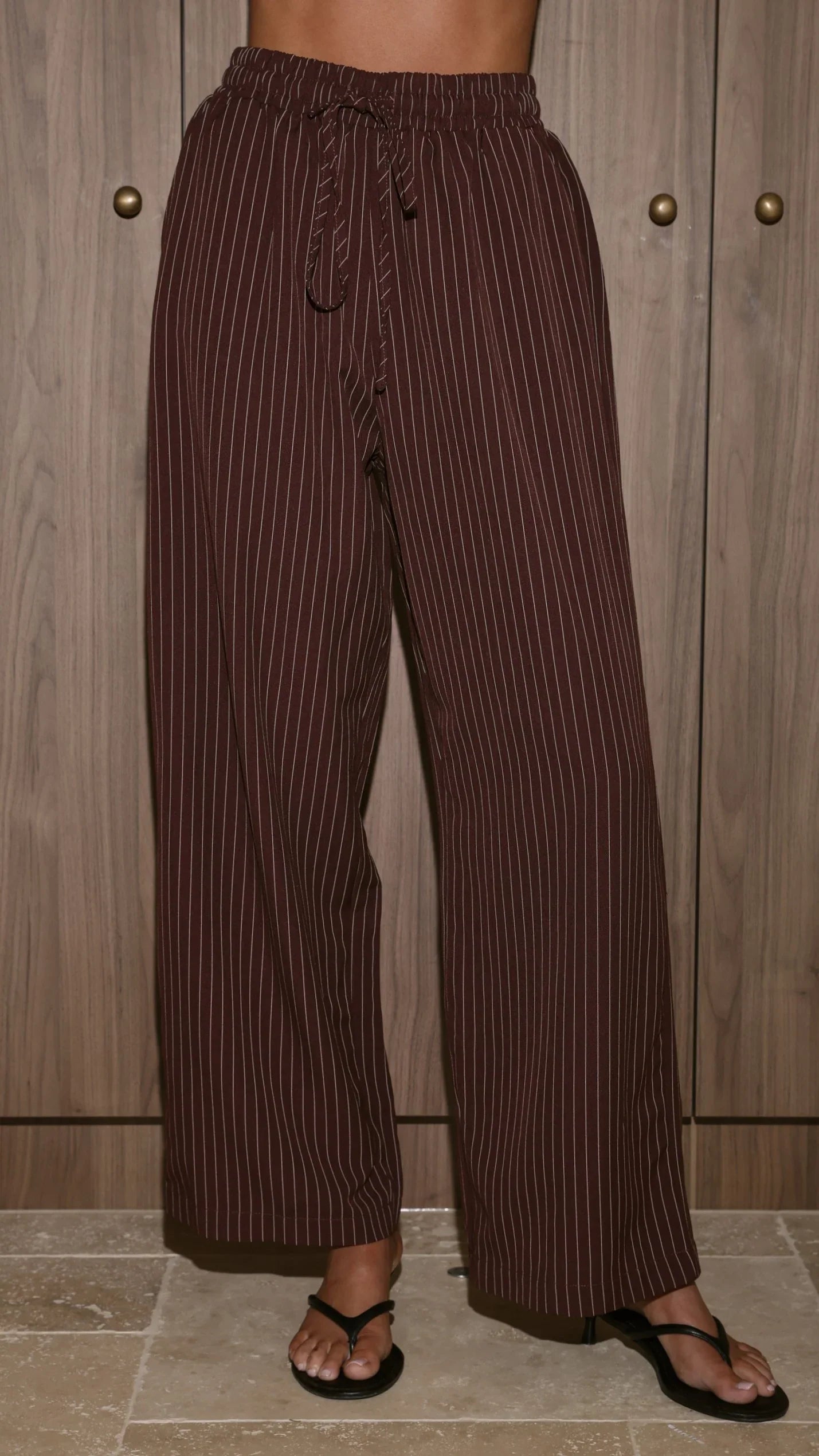 Zaila Pants Burgundy White Stripe