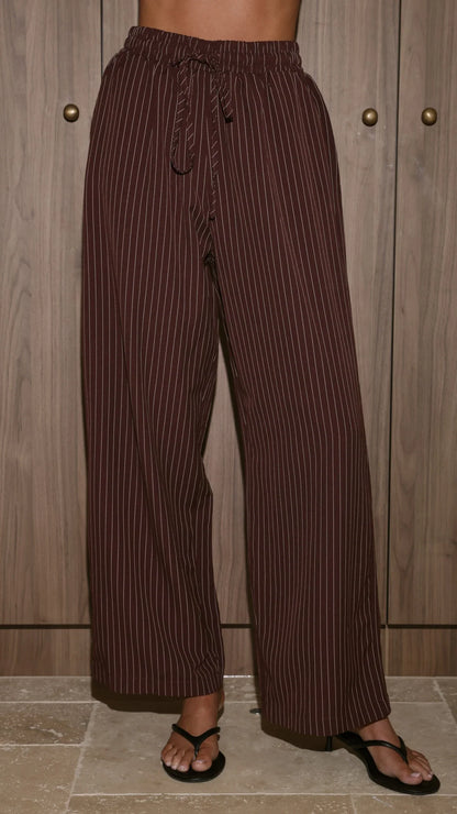 Zaila Pants Burgundy White Stripe