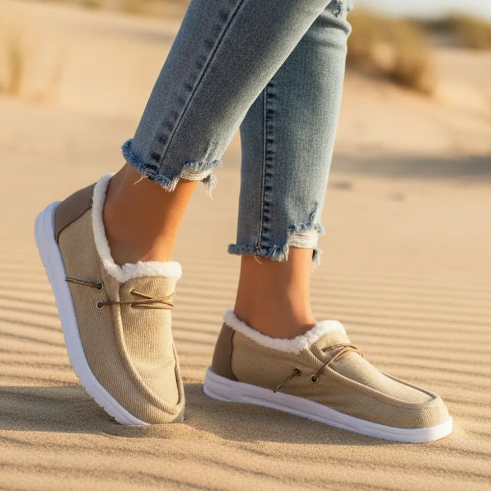 Slip On Fur Canvas Shoes