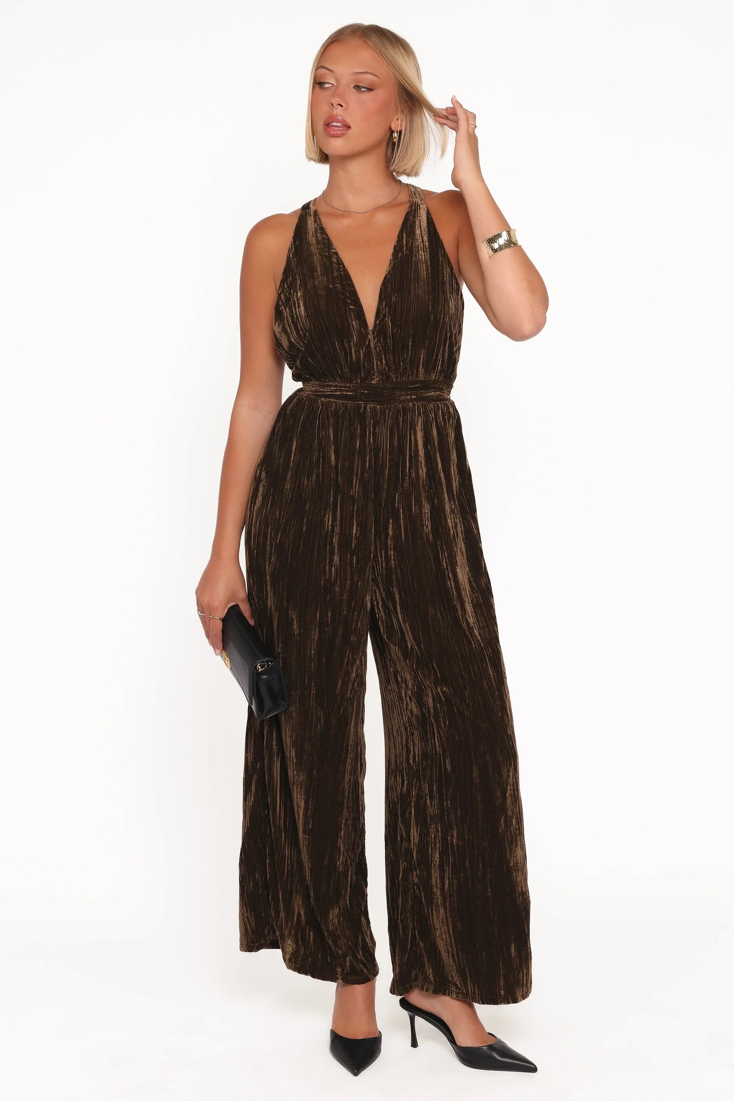 Melody Velvet Jumpsuit Mocha Olive