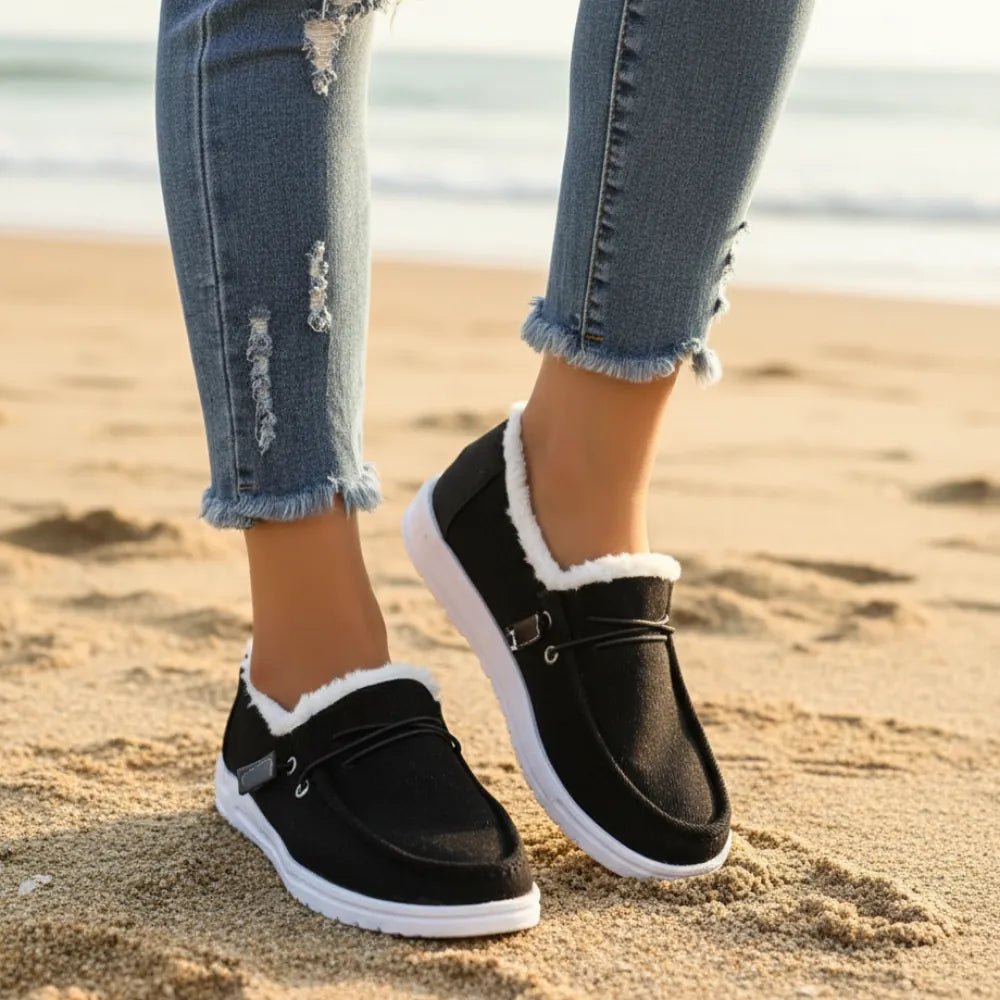 Slip On Fur Canvas Shoes