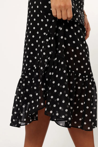 Francesca Midi Dress Black Polka Dot