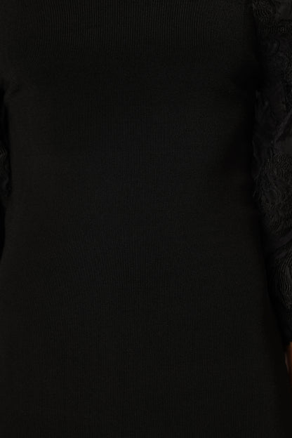 Dolly Puff Sleeve Midi Dress Black